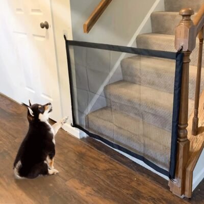 Pet Barrier Fence Portable Breathable Mesh Stairs Kitchen Entrance