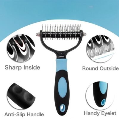 Professional Pet Deshedding Brush 2 Sided Dematting Dog Comb Cat